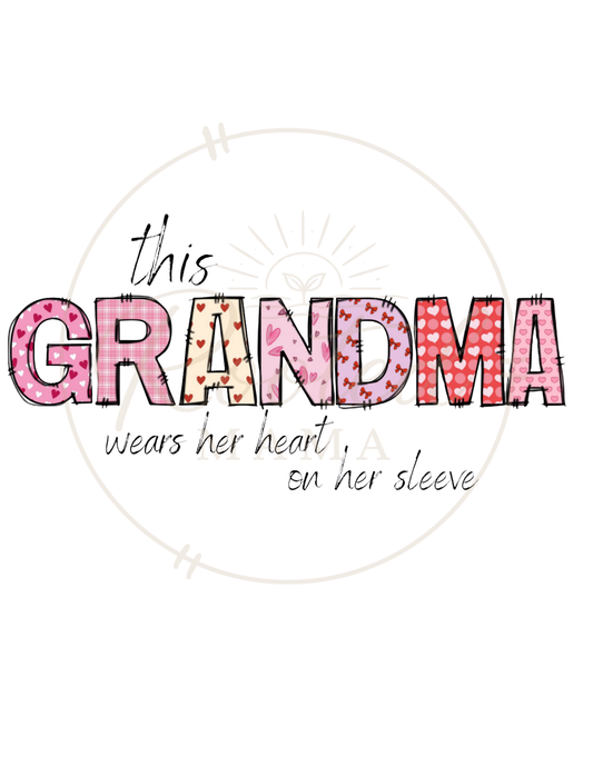 Valentine This Grandma Wears Her Heart on Her Sleeve Long Sleeve Shirt